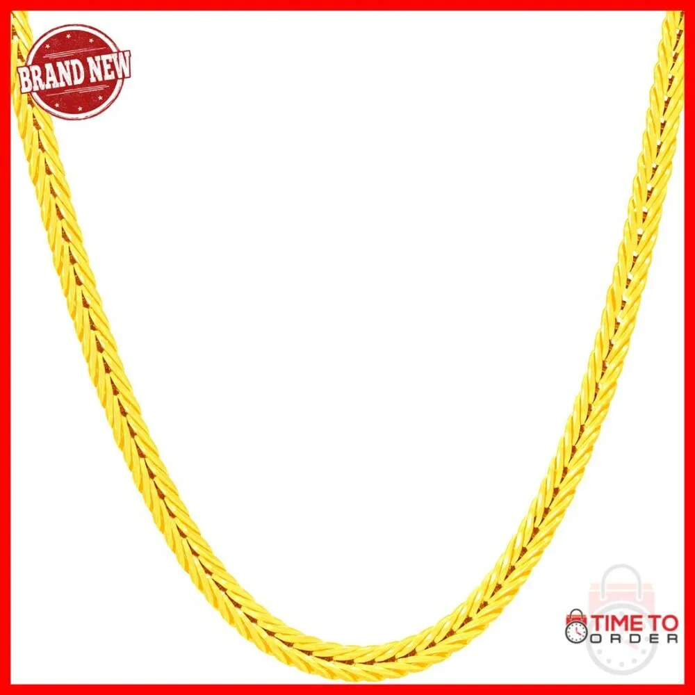 24k Gold Plated Franco Chain Necklace, 2mm or 3.5mm, Lobster Clasp